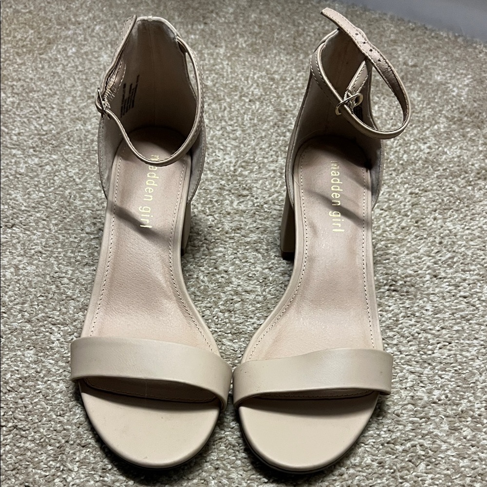 Madden Girl Nude Ankle Strap Heels